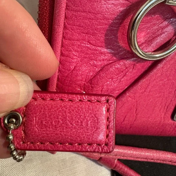 Coach Poppy Fuchsia Hot Pink Leather Wristlet Wallet with Silver Accents - Picture 3 of 8